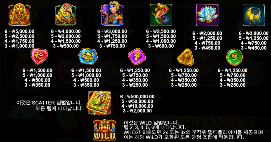 북 오브 골든 샌드 7 북 오브 골든 샌드 슬롯 게임 심볼 종류